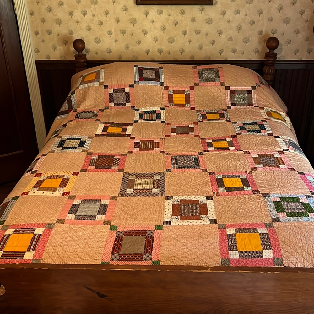 Vintage circa 1890’s signed Quilt “Nine Patch Variation”
